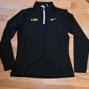 NEW Nike Women's M Black LSU Tigers 1/2 Zip LS Textured Dri-fit Pullover CJ1817